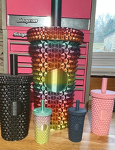 Load image into Gallery viewer, Starbucks inspired studded keychains that open